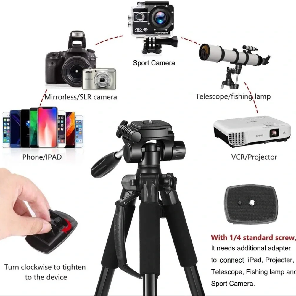 Monopod (67 Inches) and Tripod (56 Inch) Combo Pack for DSLR Camera GoPro Video